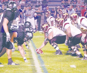 FSU vs GVSU <span class='credit'>Torch File Photo</span><span class='description'>Ferris State University and Grand Valley State University face off during last year’s game, which they lost 13 to 31. The rivalry will continue at the game this Saturday, Sept. 19.</span>