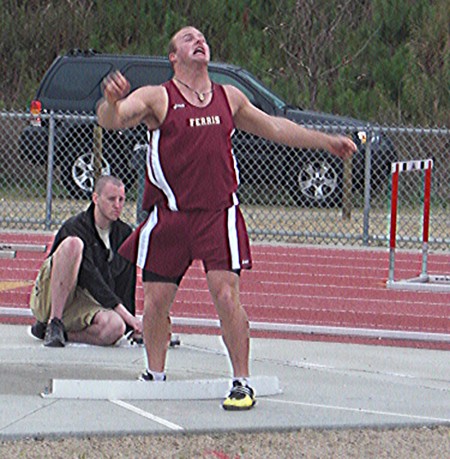 Strongarm: Sophomore J.J. Vandenburg throws shotput at North Carolina University during the Raleigh Relays, where selected individuals were sent to open the 2010 outdoor season. Photo By: Christa Cwiek | Copy Editor