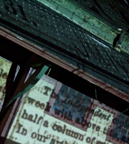 Remembering Buildings: The graphic design senior class, featured below, is projecting images onto forgotten Big Rapids buildings. An example of the projections is shown above. Photos By: Kate Dupon | Photo Editor Remembering Buildings: The graphic design senior class, featured below, is projecting images onto forgotten Big Rapids buildings. An example of the projections is shown above. Photos By: Kate Dupon | Photo Editor