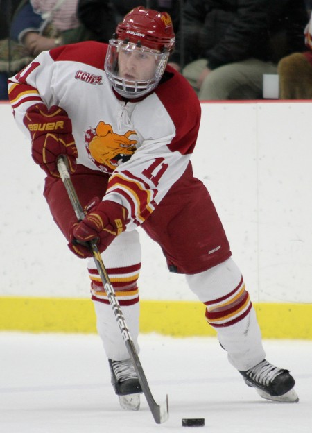 Wolverines Crush Bulldogs: Junior forward Jordie Johnston and the Ferris State hockey team took on the University of Michigan on Jan. 14 and 15. The Bulldogs were defeated both nights, bringing the 2010-11 record to 11-10-4. Photo By: Brock Copus | Photographer