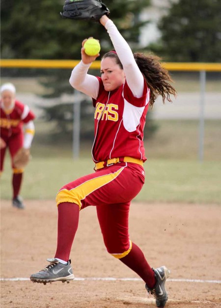 Defeating LSSU: Amy Dunleavy, freshman, pitches during the April 8 game against Lake Superior State. The Bulldogs defeated LSSU and are 13-15 for the 2011 season. Photo By: Brock Copus | Photographer Defeating LSSU: Amy Dunleavy, freshman, pitches during the April 8 game against Lake Superior State. The Bulldogs defeated LSSU and are 13-15 for the 2011 season. Photo By: Brock Copus | Photographer