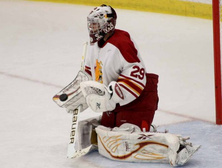 Men’s Hockey: FSU senior goaltender Taylor Nelson is currently ranked 7th in the nation. Nelson has helped the Bulldogs earn a record of 6-2-0 thus far in the 2011-12 season. Torch File Photo Men’s Hockey: FSU senior goaltender Taylor Nelson is currently ranked 7th in the nation. Nelson has helped the Bulldogs earn a record of 6-2-0 thus far in the 2011-12 season. Torch File Photo
